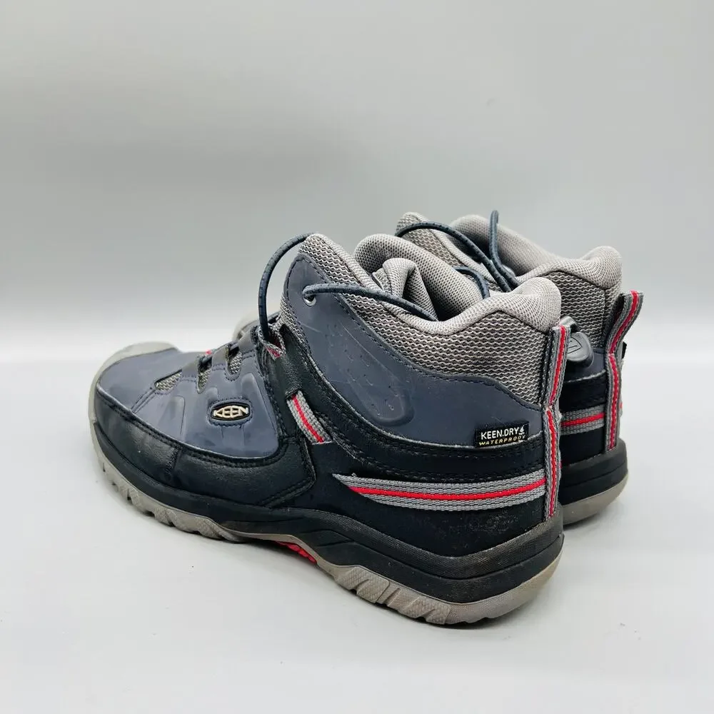 Keen Boots Youth 6 Blue Leather KEENDRY Waterproof Ankle Snow Hiking Shoes